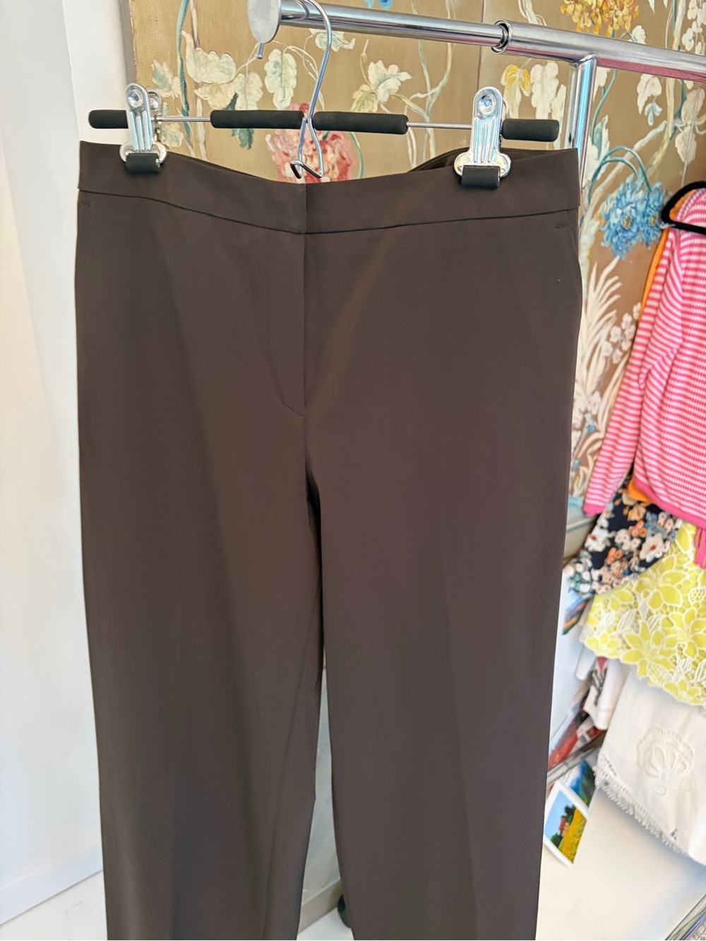 ‘S Max Mara Dark Brown Straight-Leg Pants NWT